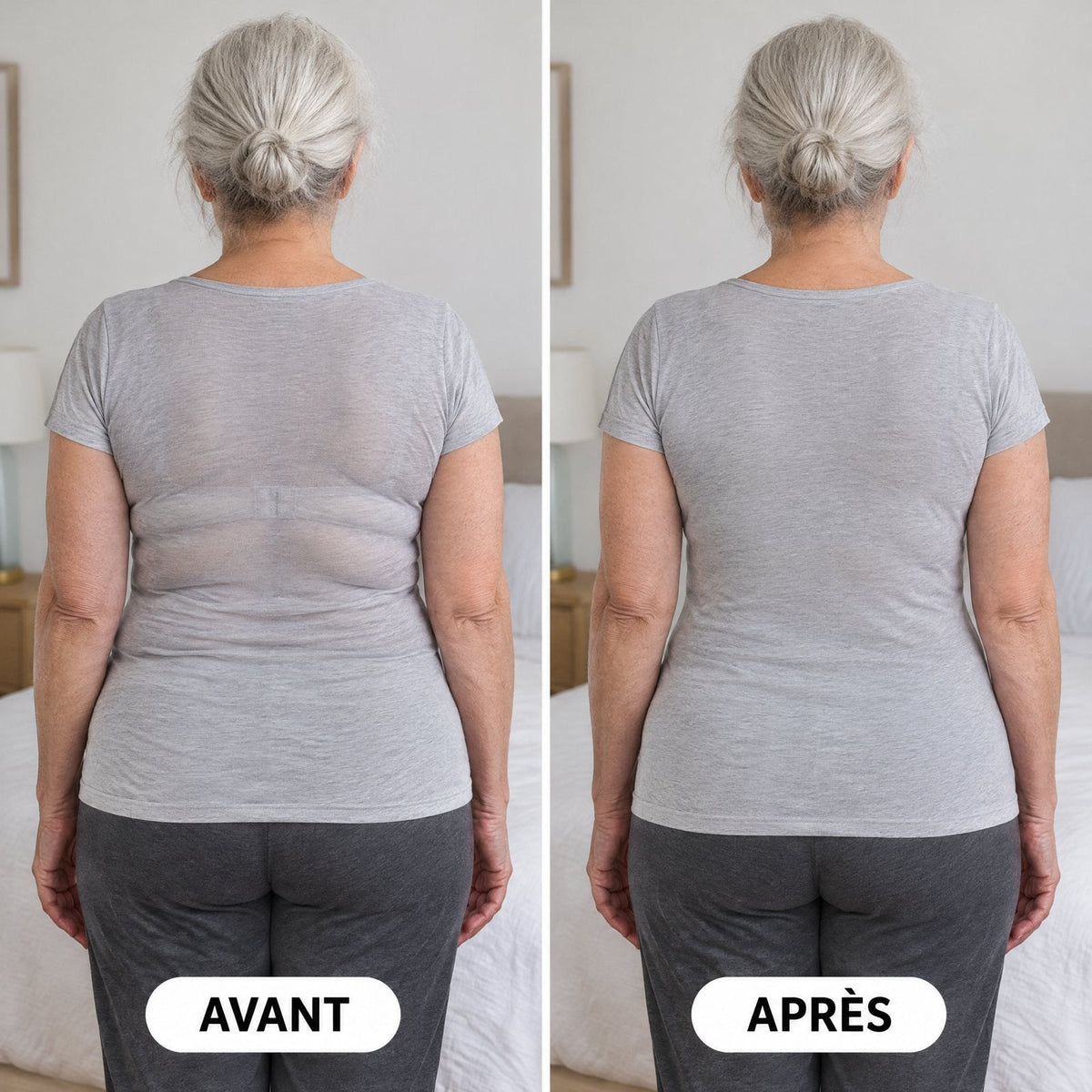 Avant / après : le dos sous un t-shirt